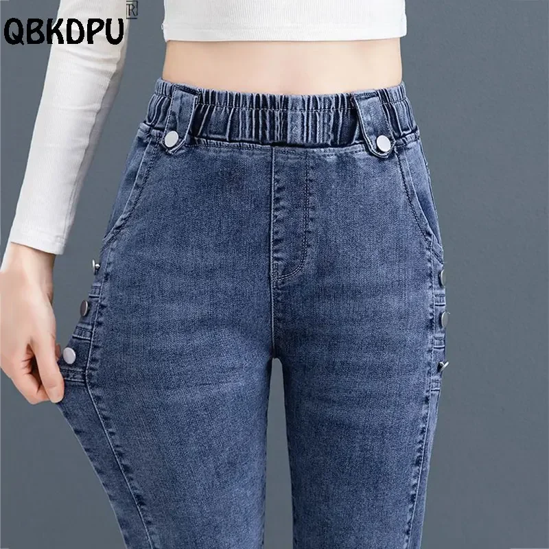 Casual Stretch Pencil Jeans Women New Spring Retro Skinny Vaqueros Slim High Waist Denim Pants Wash Ankle-length Cowboy Trousers