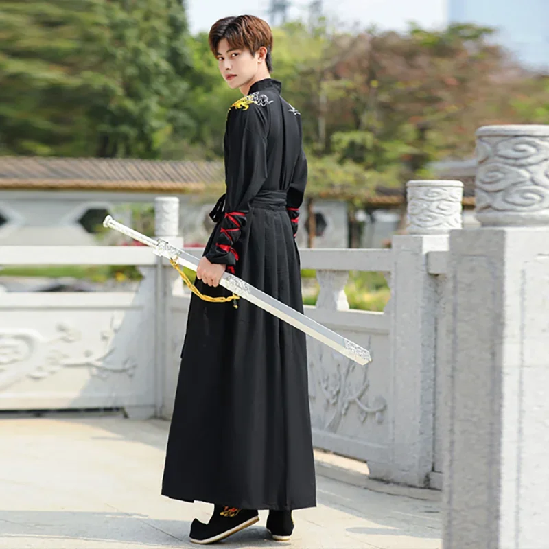 Large Size 5XL Black Hanfu Men Women Chinese Traditional Embroidery Hanfu Male Halloween Cosplay Costume Hanfu Set Plus Size 4XL