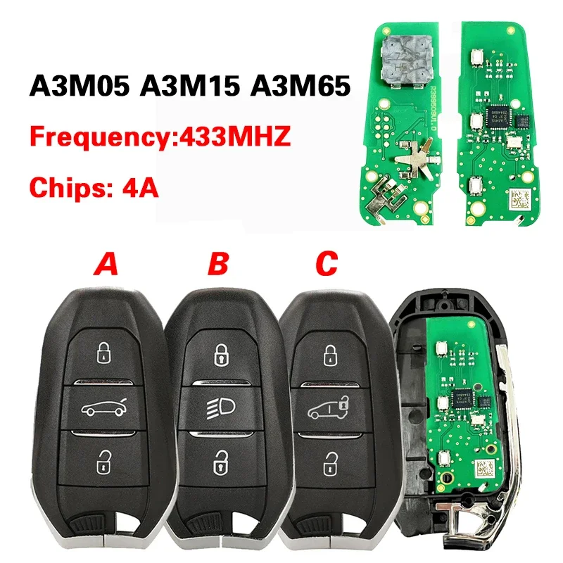 

CN009070 Aftermarket Key A3M15 A3M05 A3M65 4A Chip IM3A for 2020 Peugeot 5008 508 IM3A 433MHz Smart Key