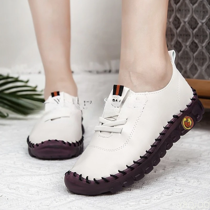 Large Size Spring Fashion Breathable Lightweight Casual Comfortable Women's Shoes Versatile Flat Shoes Women's Single Shoes