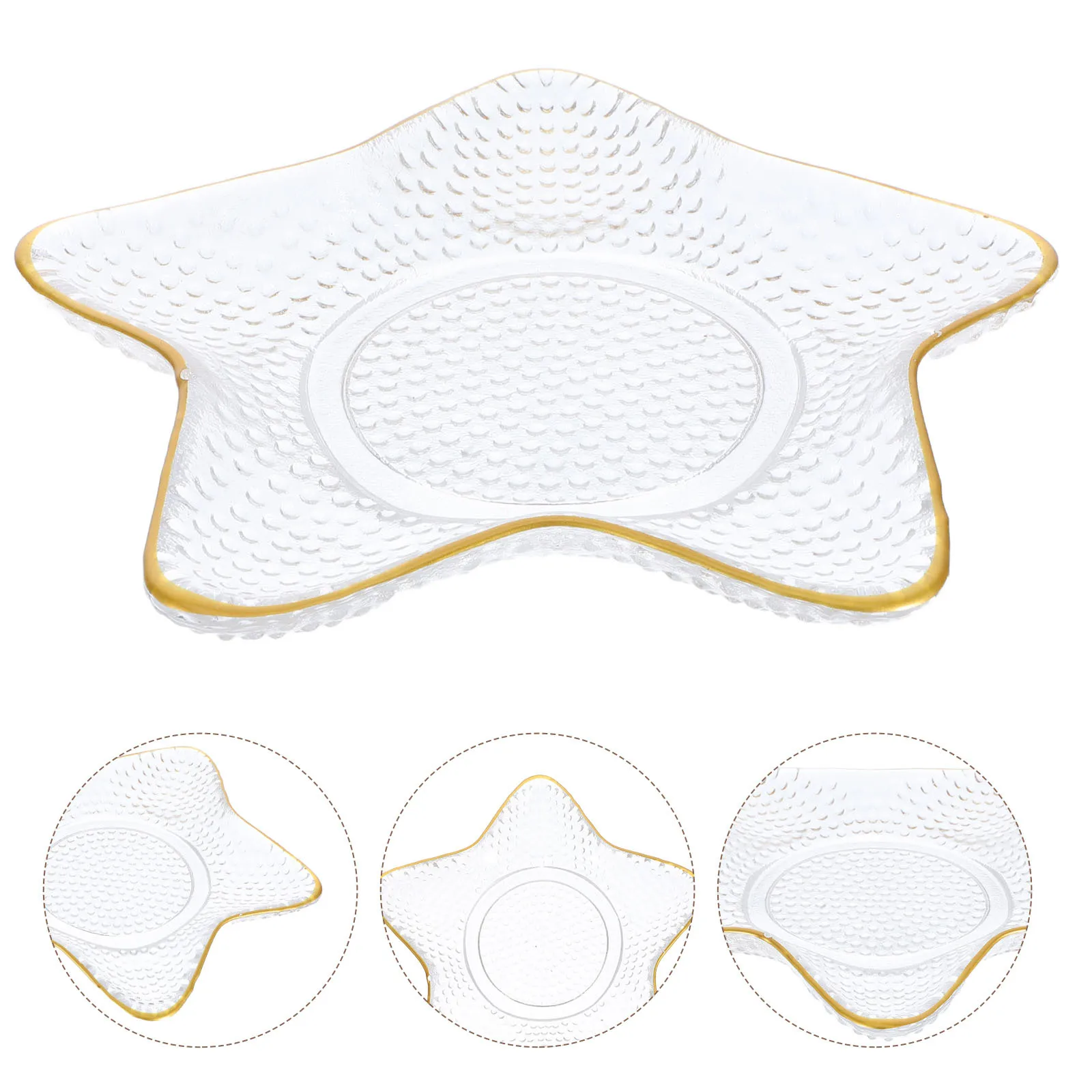

1Pcs Sea Star Glass Dessert Plate Premium Glass Salad Candy Storage Food Tray Household Plate Storage Container