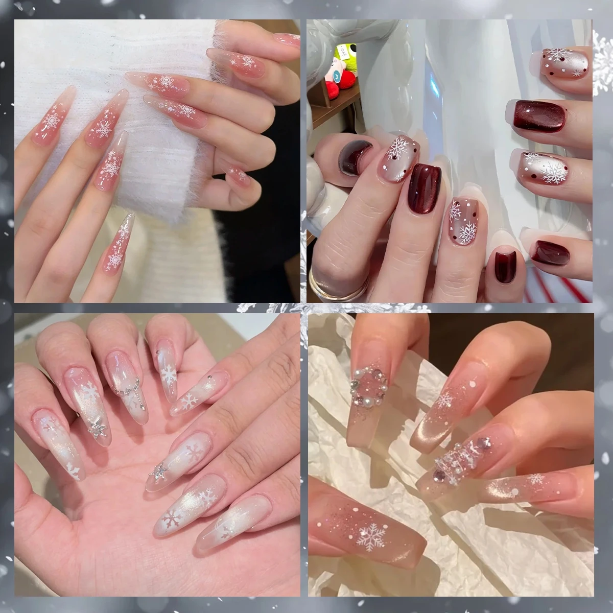 2/4/6 シートスノーフレークネイルアートガイドステッカー - Nail Art Xmas Stickers のレビューと価格