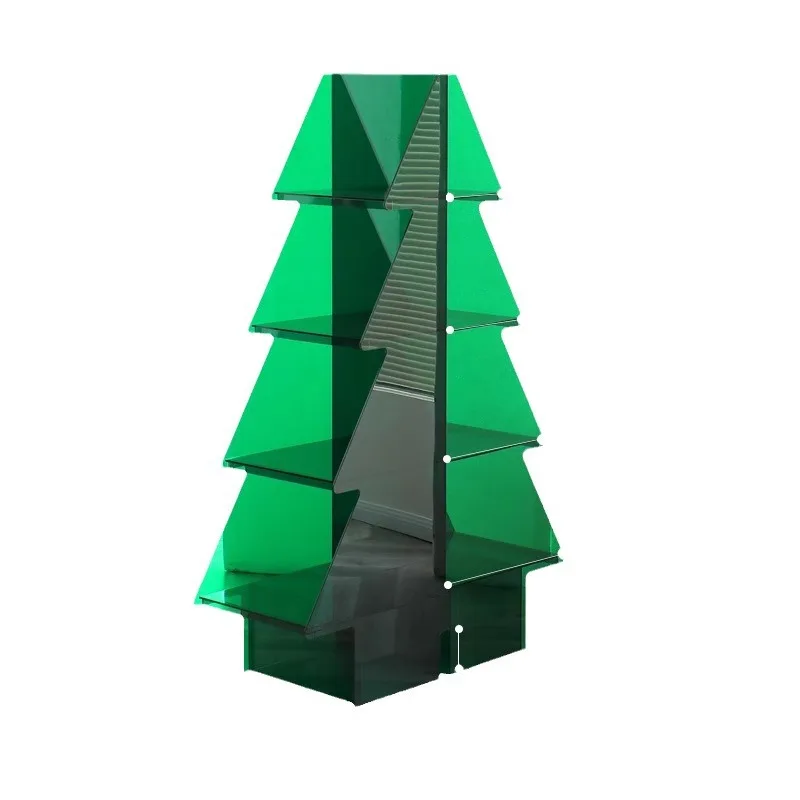 

Christmas tree bookshelf acrylic floor-to-wall integrated shelf bedroom living room