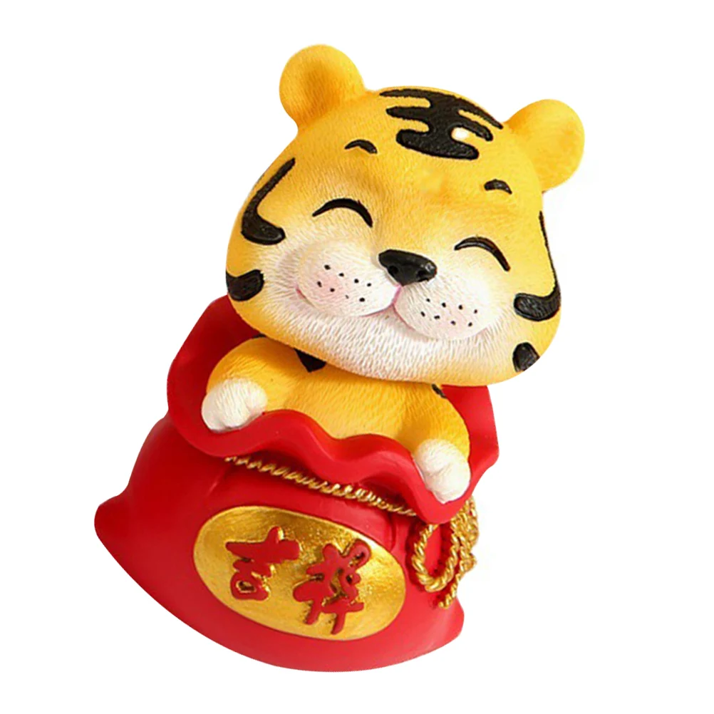 

1pc Shaking Head Bag Tiger Resin Decor Red Color Animal Ornament for Car Home Desk Indoor Outdoor Resin Tiger Shape Decor DIY