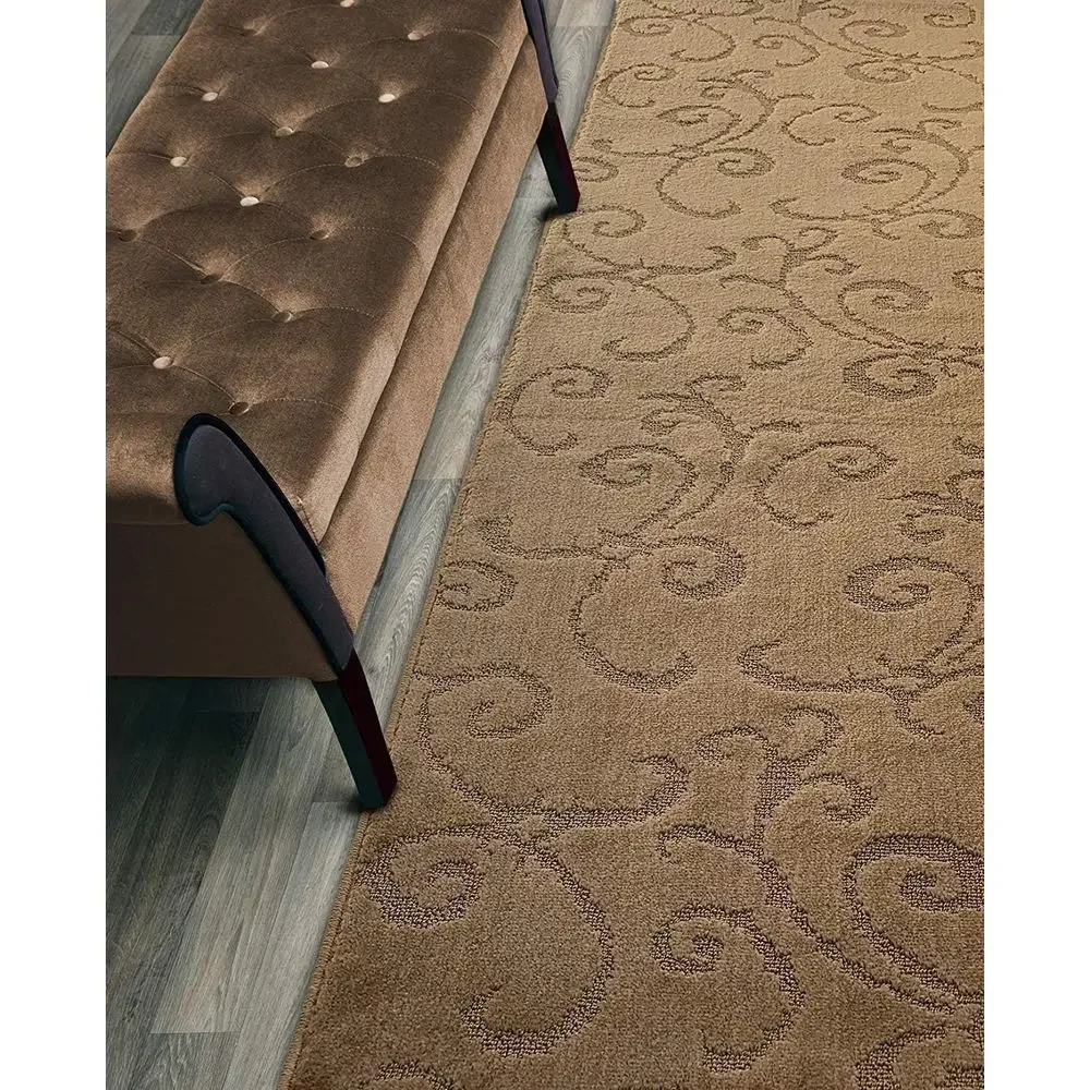Custom-Sized Non-Slip Hallway Runner, 31 Wide, Choose Length, Scroll Beige