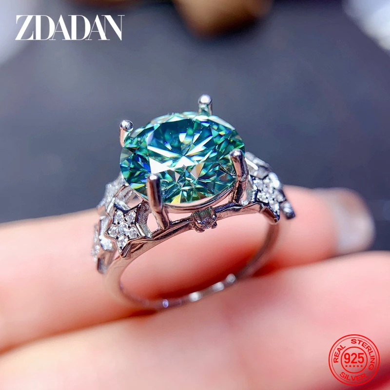 ZDADAN 925 Sterling Silver Gemstone Ring For Women Fashion Wedding Jewelry