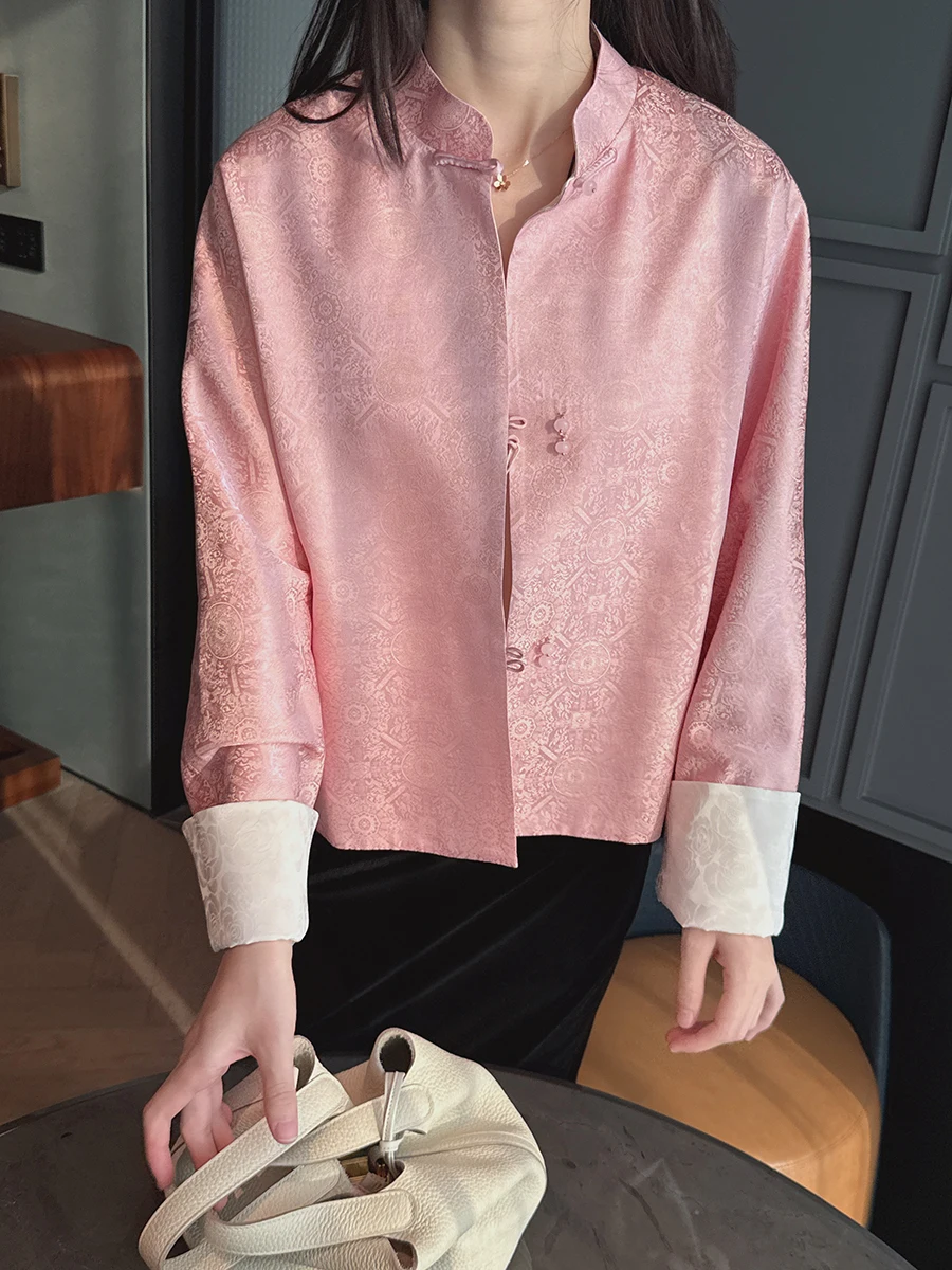 

New Chinese Sle Contrast Color Sve Long Sve Straight Cut Commute Sle Single Button Closure