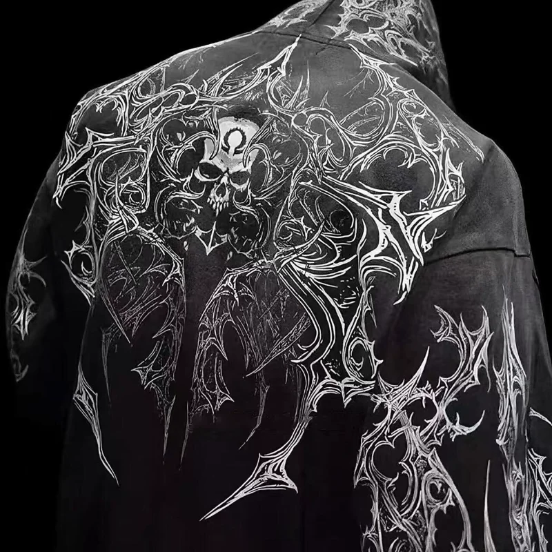 breathedivini-アメリカン-ストリートウェア-ジッパー-パーカー-ダーク-スタイル-スケルトン-プリント-秋冬-厚手-コットン-ポリエステル-ブレンド