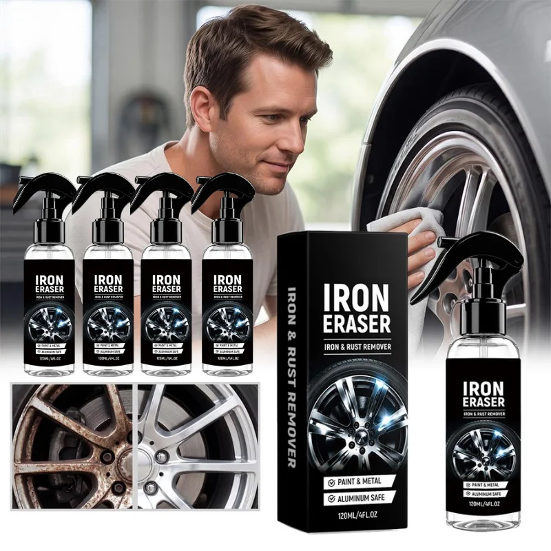Fast Acting Wheel Rim Rust Remover Spray 1/2/3/5pcs Multi-Surface Metal Paint Rust Remove Spray Auto Iron Eraser Rust Remover