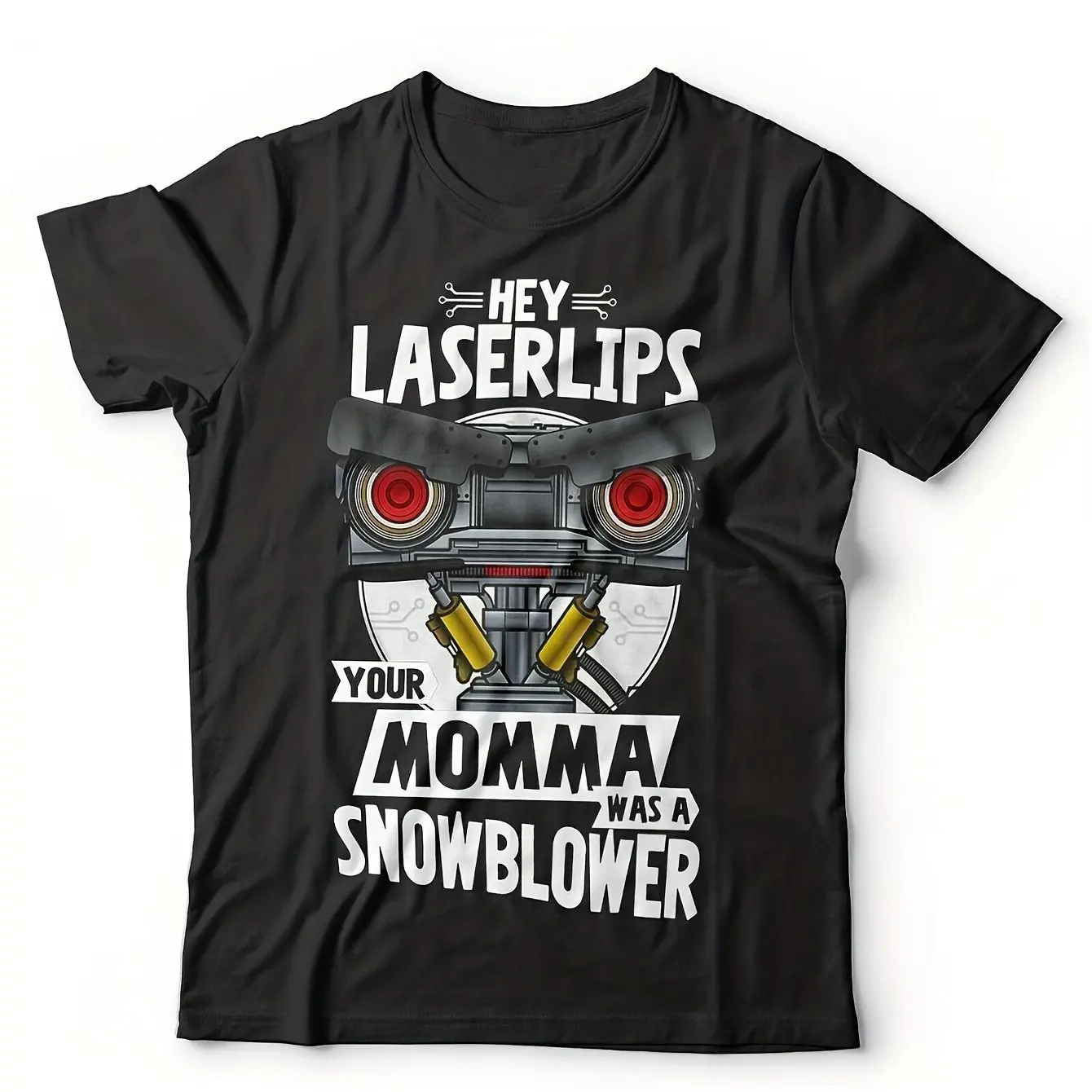 Top Pick1pcs 80s Short Circuit Movie Johnny5 Robot T-Shirt Vintage Iconic Hey Laser Lips Momma Snowblower Quotes