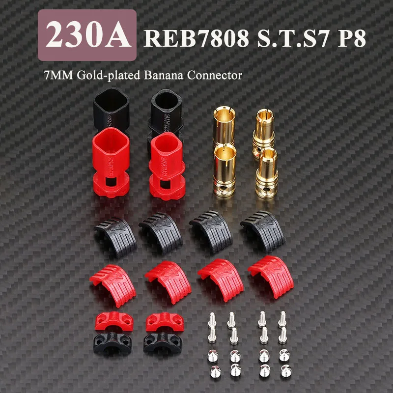 230A Gold-plated Banana Plug 7mm REB7808 S.T.S7 P8 Solderfree Model Connector Multi Axis Male Female Head Joint for 8AWG Wire