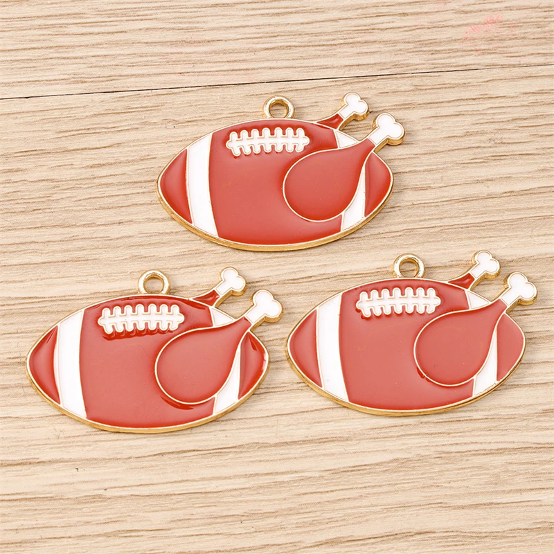 10 Stück niedliche, gemischte Emaille-Anhänger in Form von Sportartikeln, Rugby-Mützen und Fußballschuhen zum Basteln von Schmuck, Ohrringen, Halsketten und für DIY-Bastelprojekte. – Detail 22