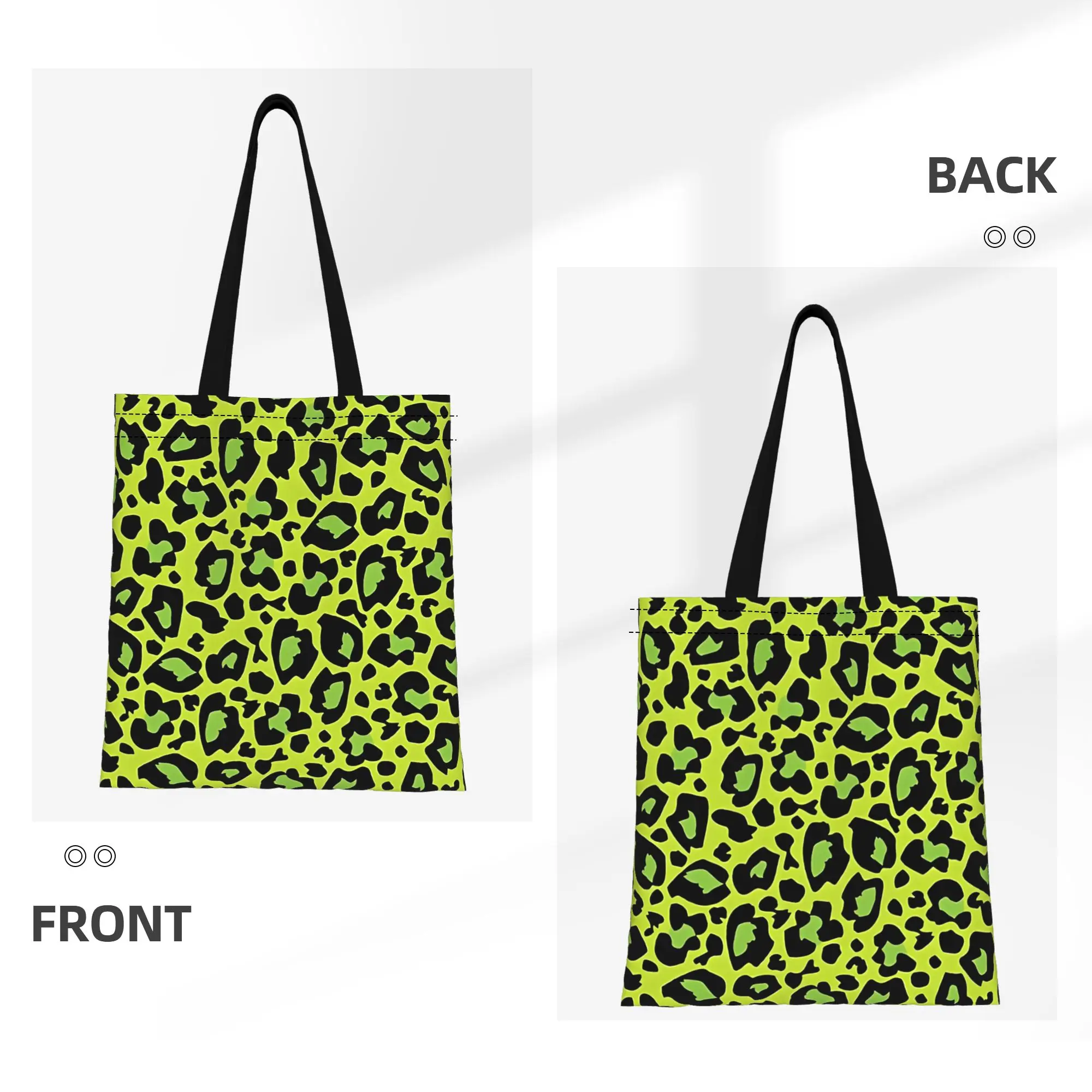 Leopard Print Bright Apple Green Leopard Print Canvas Tote Bag Perfect for Travel Women's Top-Handle Bags