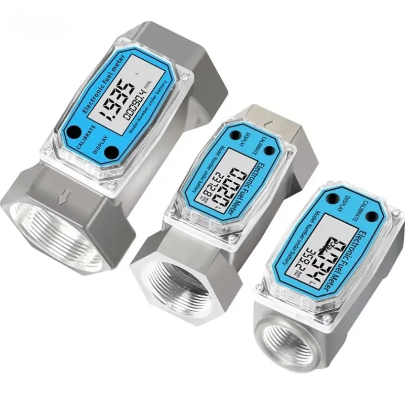 Digital Turbine Flow Meter Aluminum 3/4Inch1Inch1.5Inch2Inch Thread, Electronic Fuel Flow Meter for Water Liquid