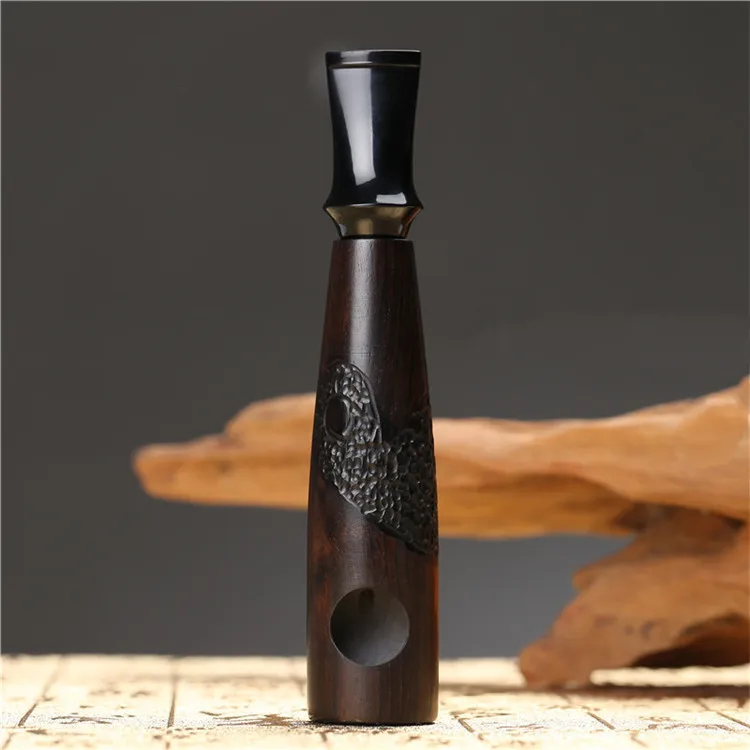 1pc Ebony Wood Pipe Smoking Pipes Portable Smoking Pipe Herb Tobacco Pipes Grinder Smoke Gifts Black/Coffee