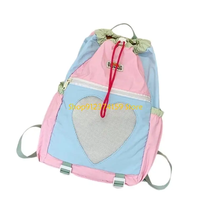 G5AE Large Capacity Women Hiking Backpacks Lightweight School Bag Patchwork Design