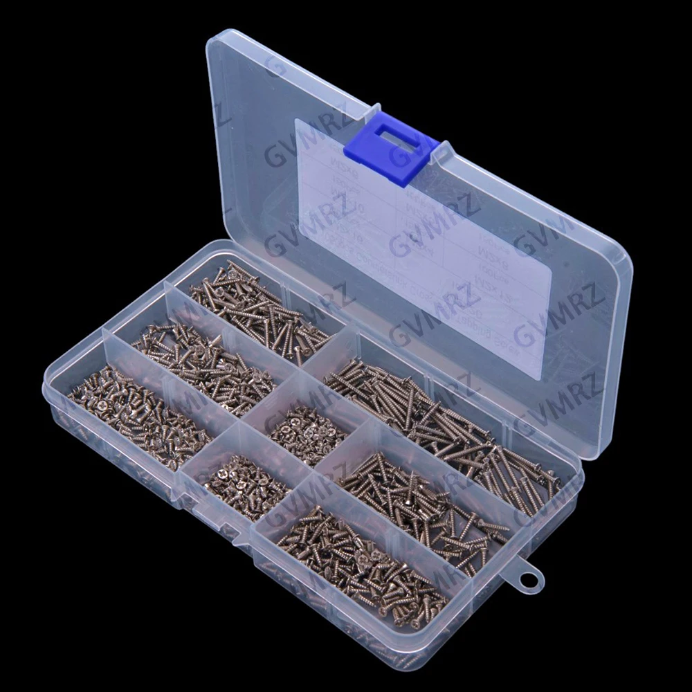 1050PCS M2 Metric Metal Screw Thread Furniture Screw Phillips Tips Screw Set M2 For Connector HJXRHGAL