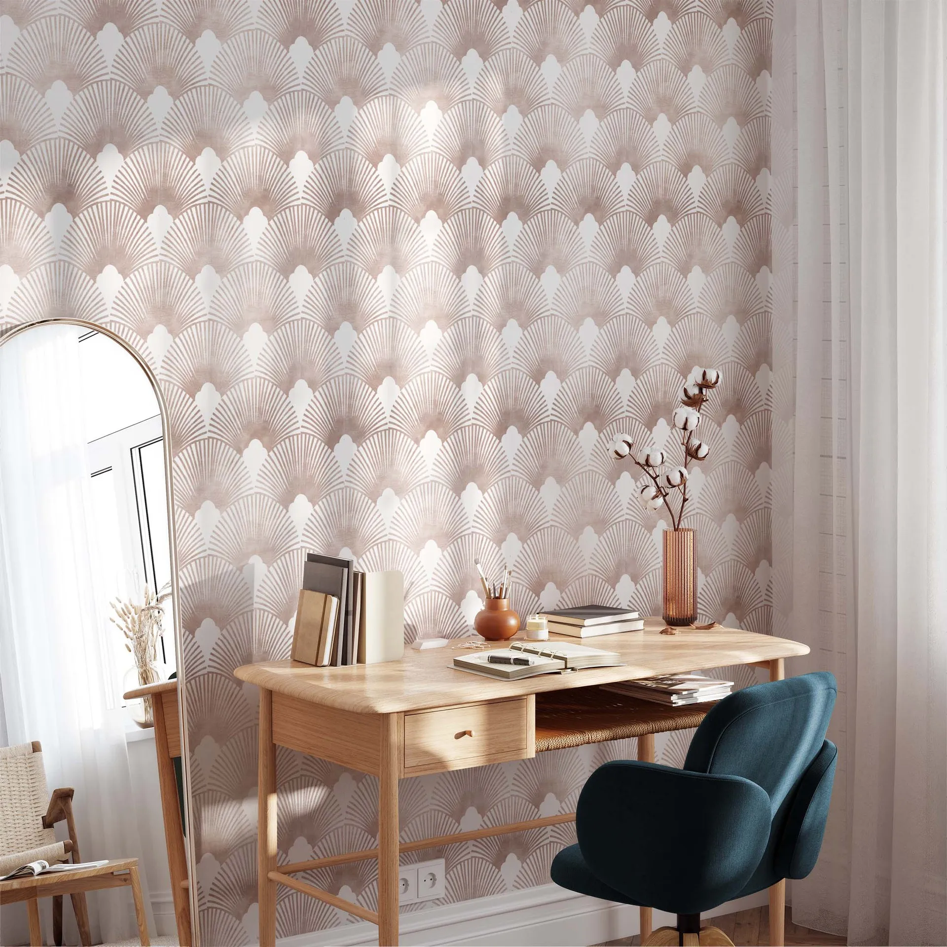 45x300cm Removable Self-Adhesive Textured Wallpaper Retro Ethnic Print Easy DIY Living Room Bedroom Wall Decor for Home
