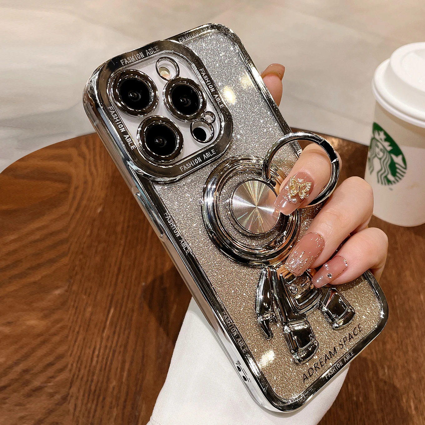 For iPhone 15 Pro Max Magnetic Ring Holder Case Luxury Glitter Plating Astronaut Cover for iPhone 14 13 12 11 Pro Max X Xs Xr