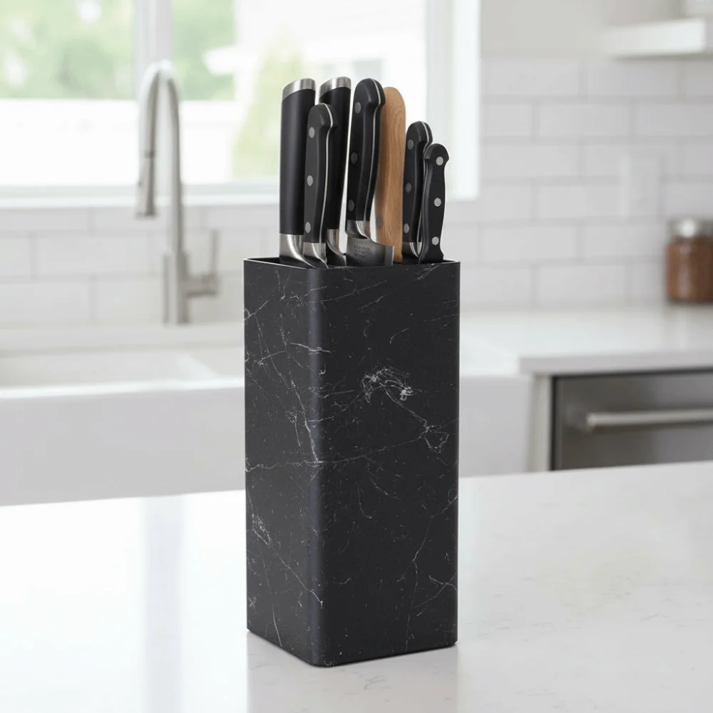 Marble Pattern Kitchen Cutter Holder PP Strip Core Square Cutter Storage Stand Stable Base Plastic Kitchen Cutter Organizer Cook