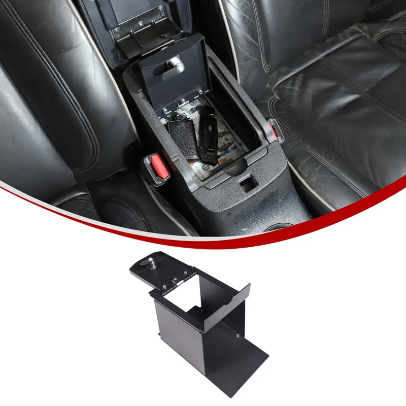 

For Hummer H3 2005-2009 Carbon Steel Black Car Armrest Storage Privacy Password Lock Security Safe Box Car Interior Accessories