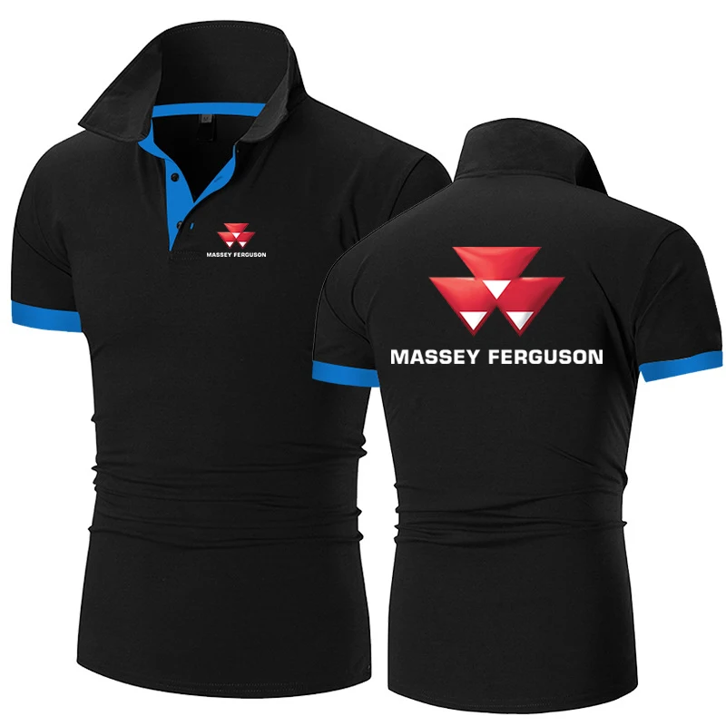 Massey Ferguson 2024 Men New Polo Shirts Stand Collar Breathable Sport T-shirt Summer Fashion All Match Short Sleeve Clothing