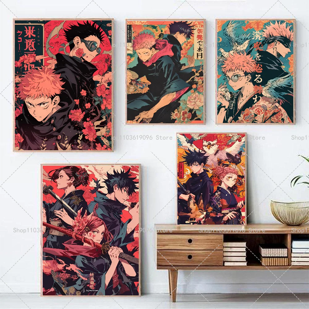 Anime J-Jujutsu Kaisen Poster Paper Print Home Bedroom Entrance Bar Cafe Art Painting Decoration