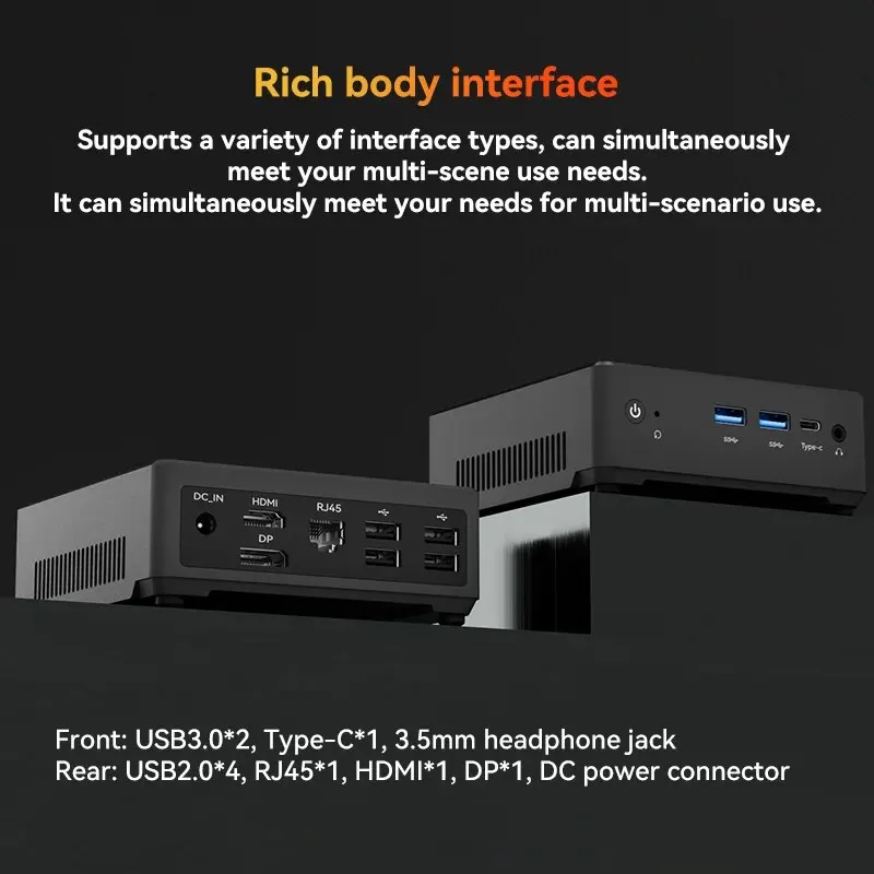 Mini PC Intel Alder Lake N95 Large RAM SSD Optional Windows 11 OS Rich Interfaces Lightweight and Portable Good Heat Dissipation