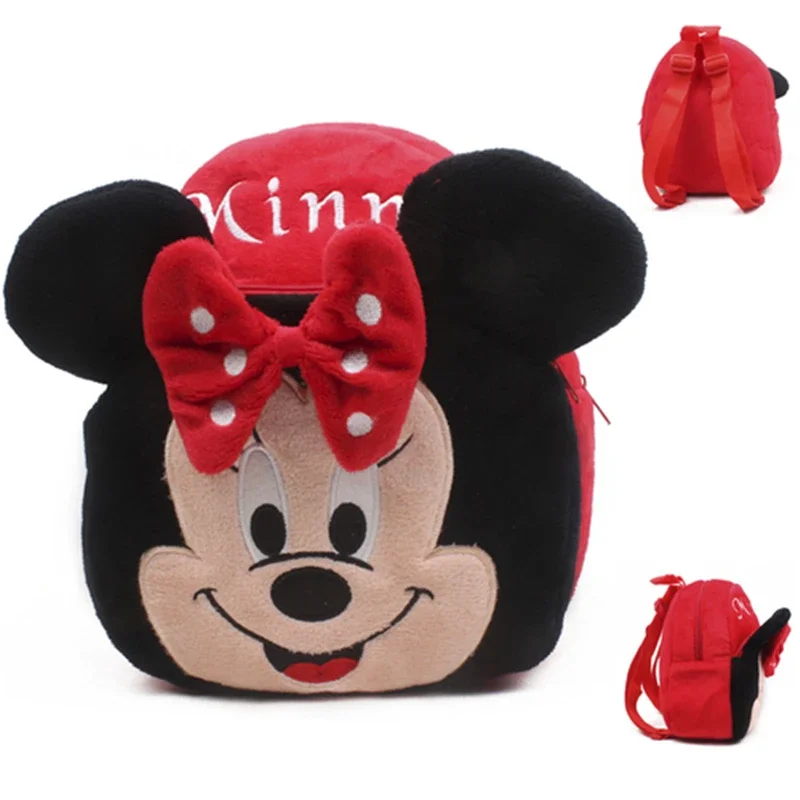 Disney new cute cartoon plush backpack Mickey Minnie Winnie the Pooh pattern children gift boys and girl kindergarten school bag