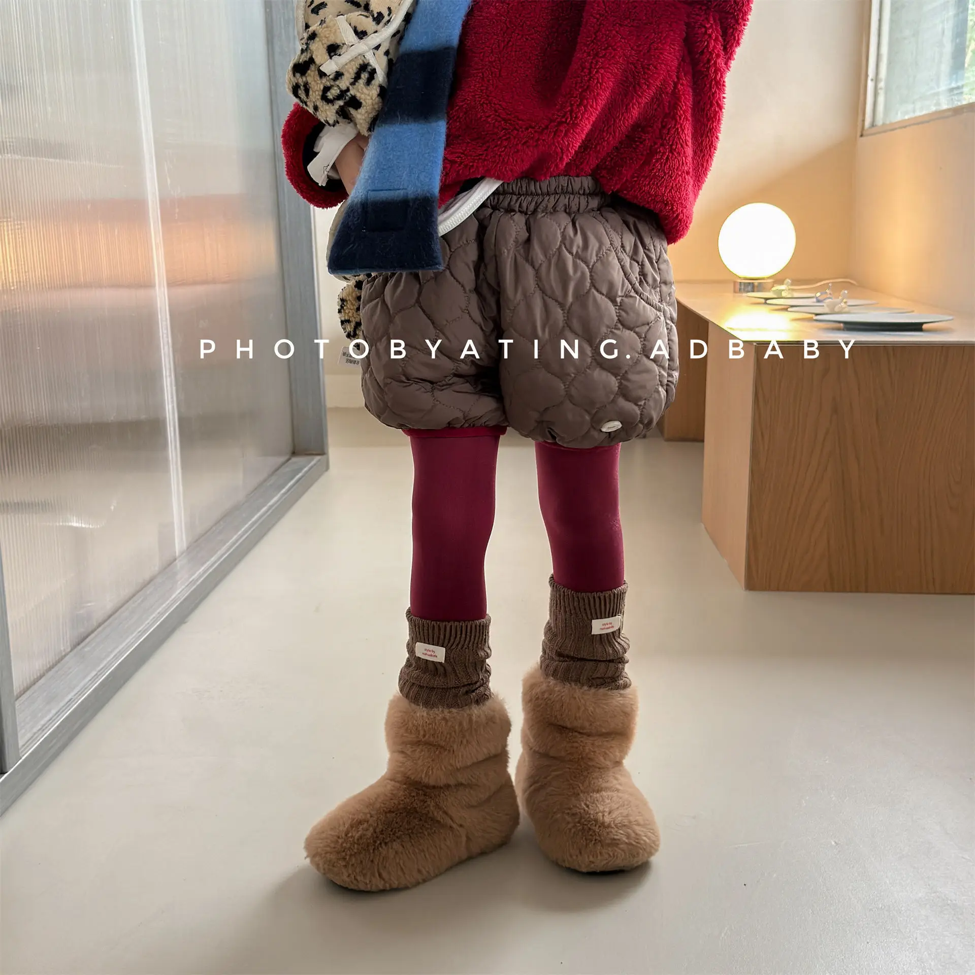 Girls Pants 2026 Autumn and Winter New Children's Clothing Korean Style Boys and Girls Casual Clip Cotton Quilted Shorts