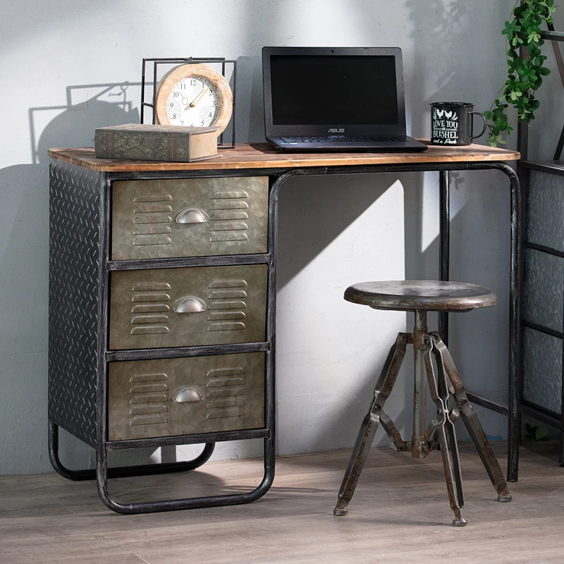 

Industrial style retro nostalgic wrought iron simple balcony courtyard storage decoration writing office computer desk