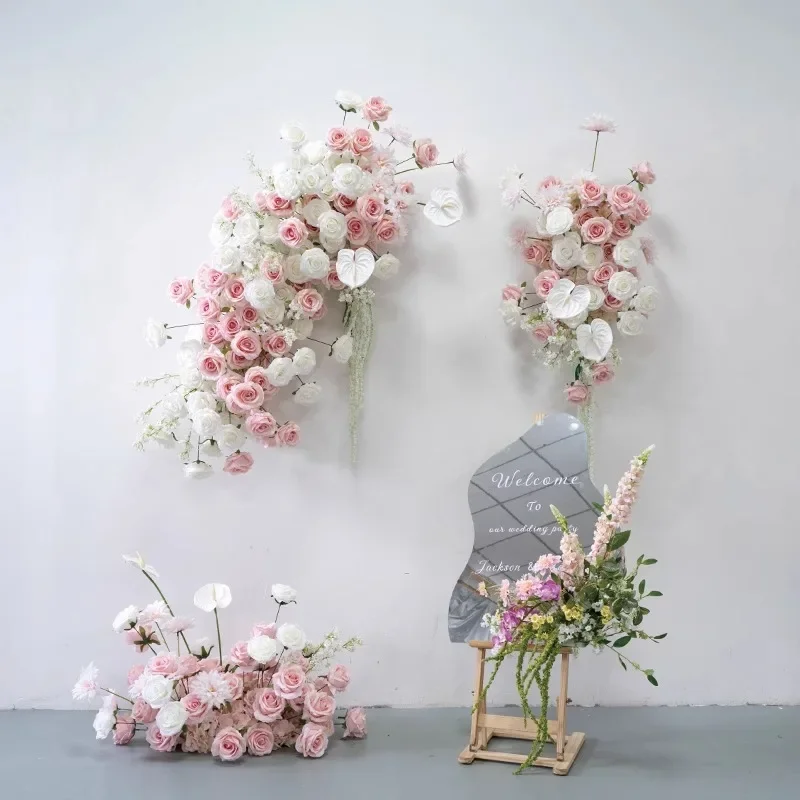 

Wedding Backdrop Decoration Artificial Flowers Wall Decor Hang Flower Row KT Board Deco Floor Floral Arrangement Party Event Pro