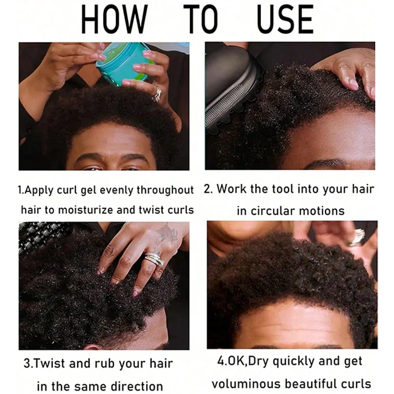 2er-Set Lockenhaar-Schwamm-Twist-Bürste mit Sprühflasche für afrikanische Locken, Wellen und Dreadlocks – Afro-Haarstyling-Tools für den Salon – Detail 5