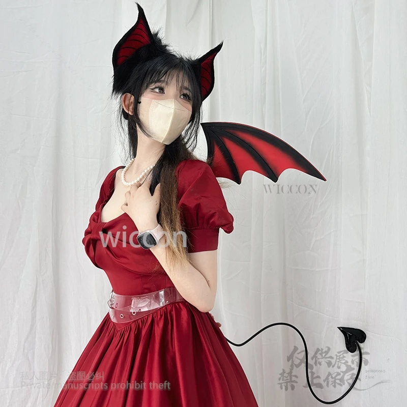

COS комиксы, выставка, аксессуары для выступлений на сцене, Jirai Kei Kawaii, темные уши летучей мыши, обручи для волос, крылья, комплект для Хэллоуина, косплей