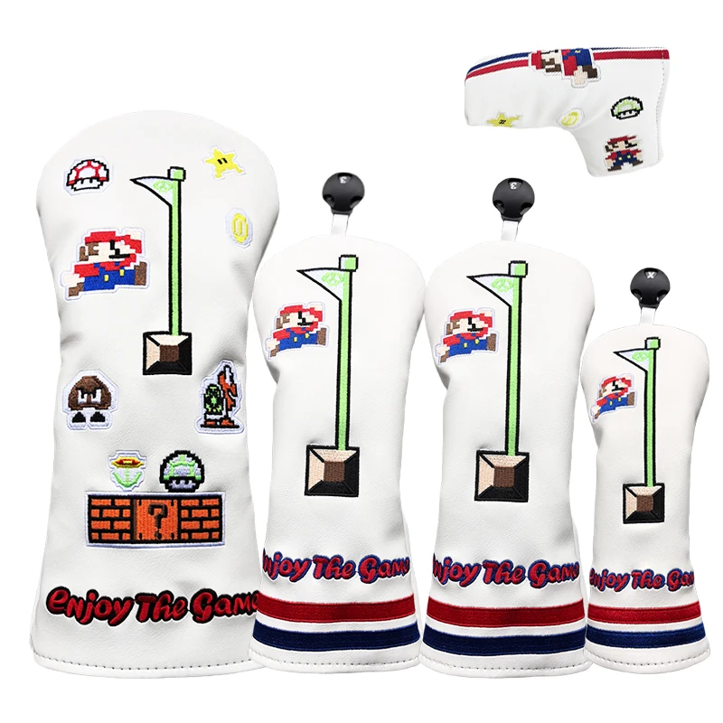 Classic Games Golf Club #1 #3 #5 Wood Head covers Driver Fairway Woods hybird putter Cover Pu leather embroidery