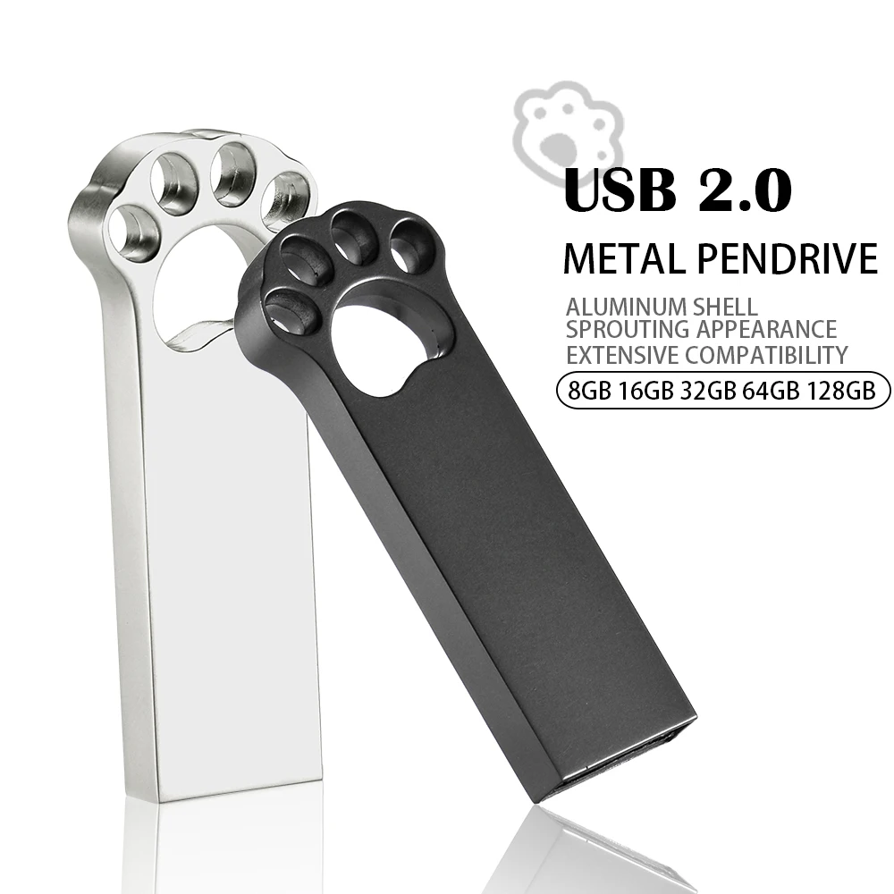 

Красивая кошачья лапа, металлическая USB-накопитель, 128 ГБ, без логотипа, 64 ГБ, 100% настоящая емкость, флэш-накопитель, 32 ГБ, креативный подарок