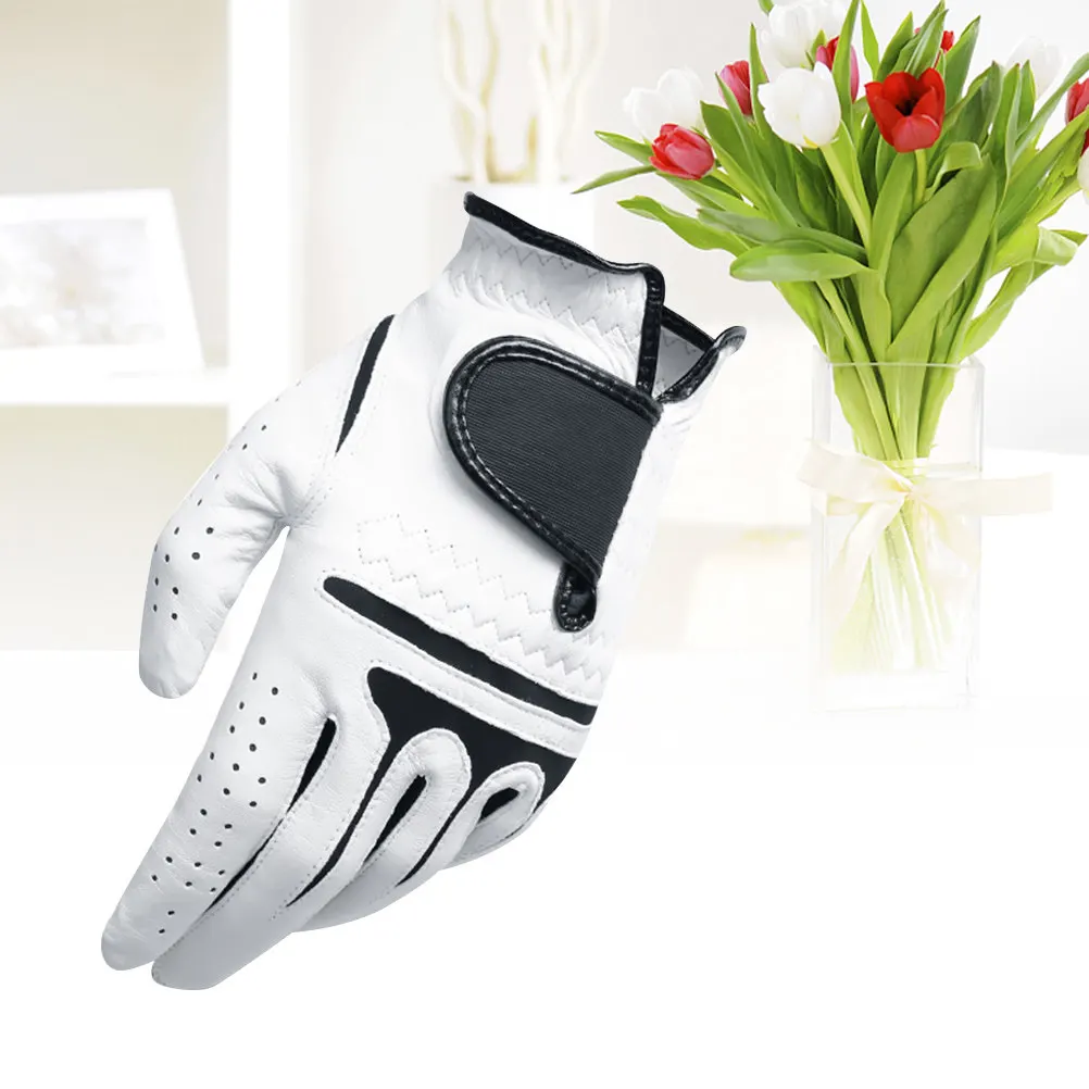 

Men's Left Hand Golf Glove Premium Cabretta Palm Thumb Grip Breathable Dual Mesh Moisture Wicking All Weather Comfort