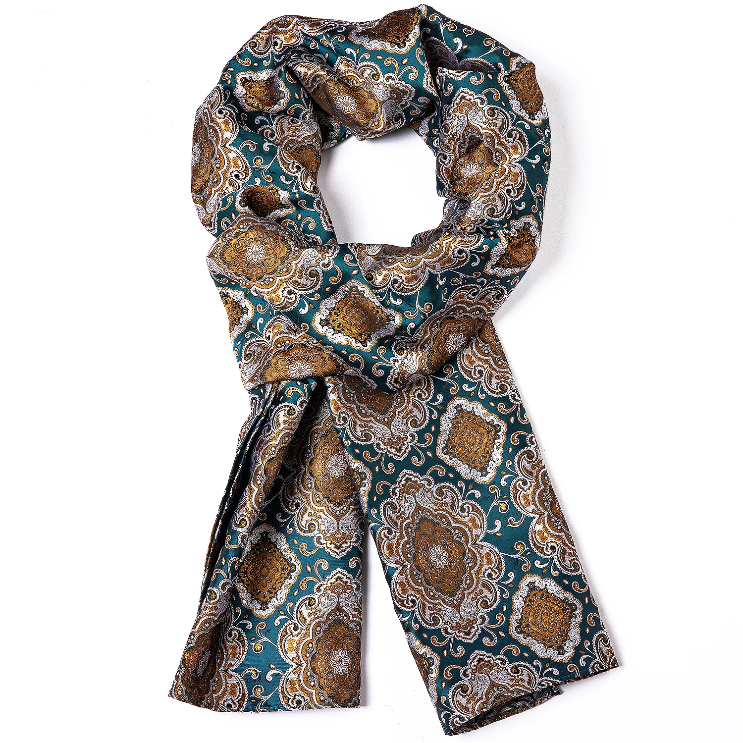 Novelty Blue Gold Men  Scarf Floral Pattern Spring Autumn Fashion Suit Accessories Formal Gifts Party Designer
