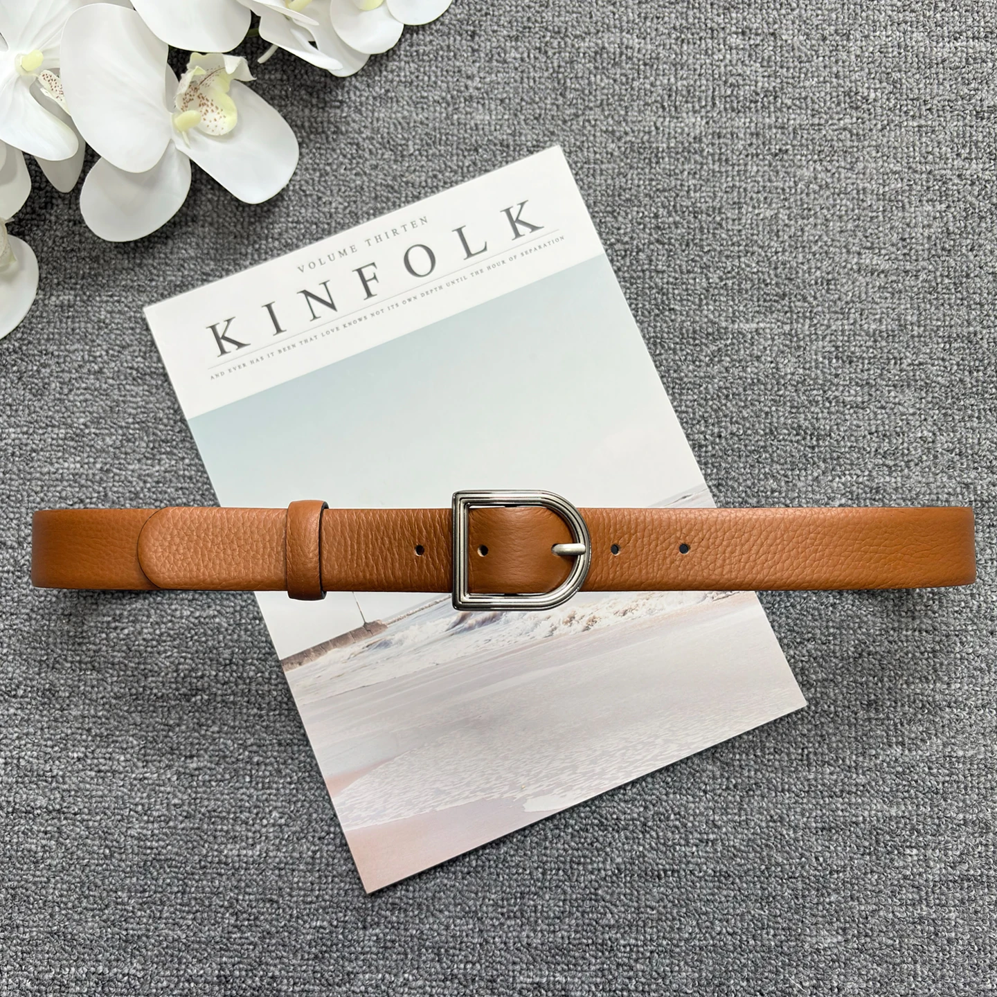 Simple D-letter distressed buckle leather women's belt genuine fine leather belt casual decorative waistband