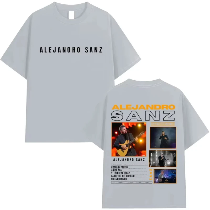 2025 الصيف المغني أليخاندرو سانز الجرافيك الرجال موضة القطن تي شيرت Harajuku القوطية الرجال فضفاض تي شيرت غير رسمي مروحة هدية #3