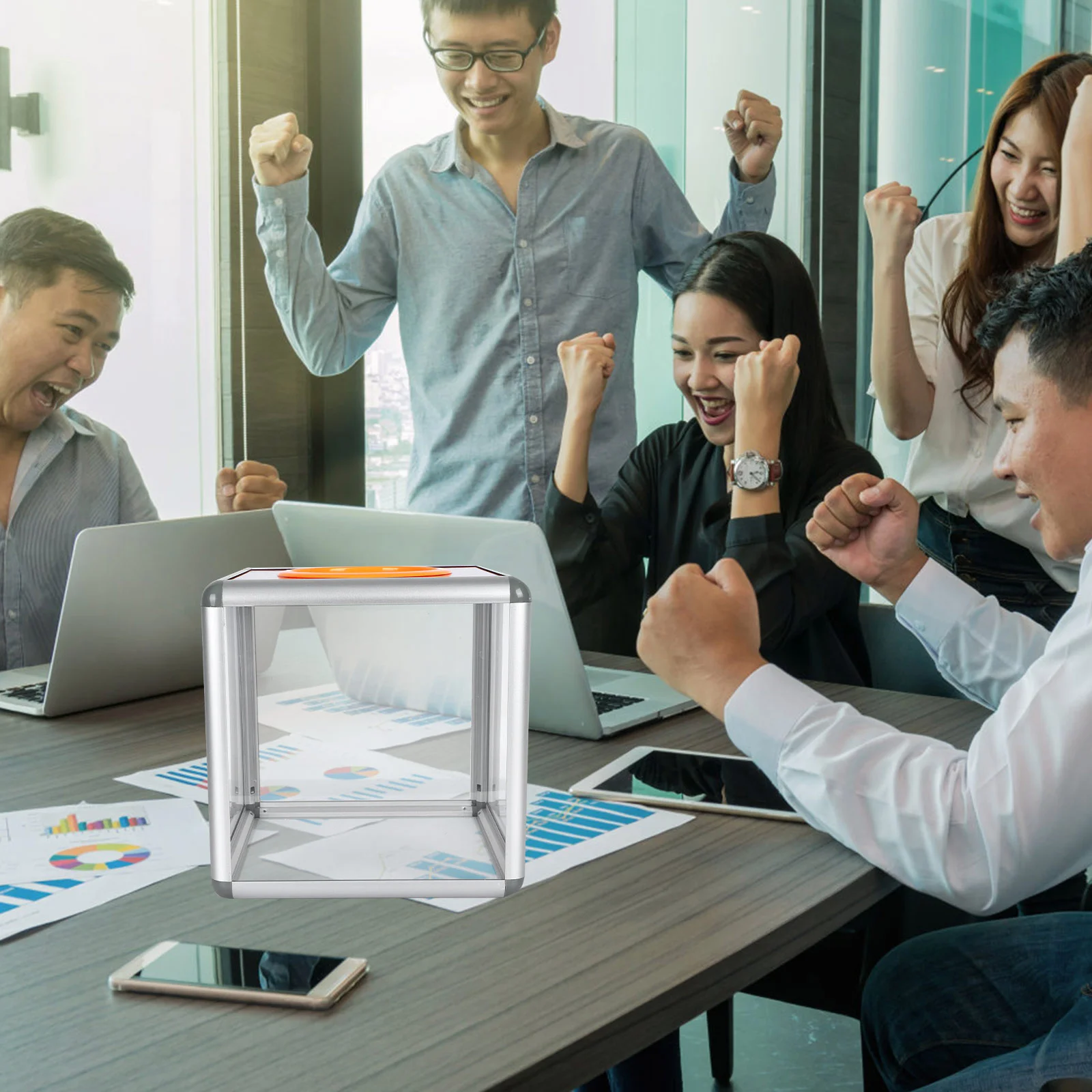 Lottery Box Ticket Paper Case Office Mailbox Card Transparent Aluminum Alloy Suggestion Letter Container Ballot