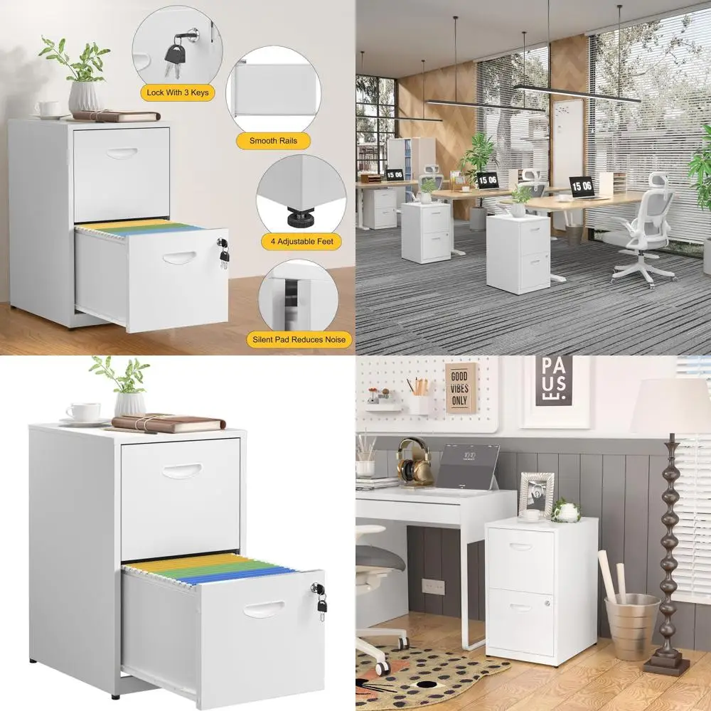 

Металлический шкаф для документов с 2 выдвижными ящиками и замком для домашнего офиса, система хранения формата Letter под столом, простая сборка