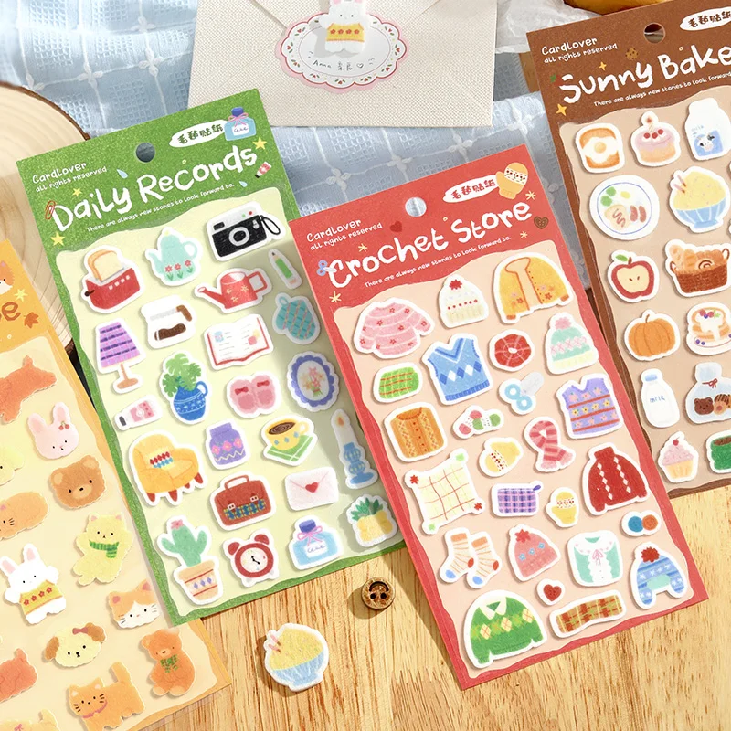 

8 упаковок/лот, серия «Теплый дневник», милая ретро декоративная наклейка из фетровой ткани