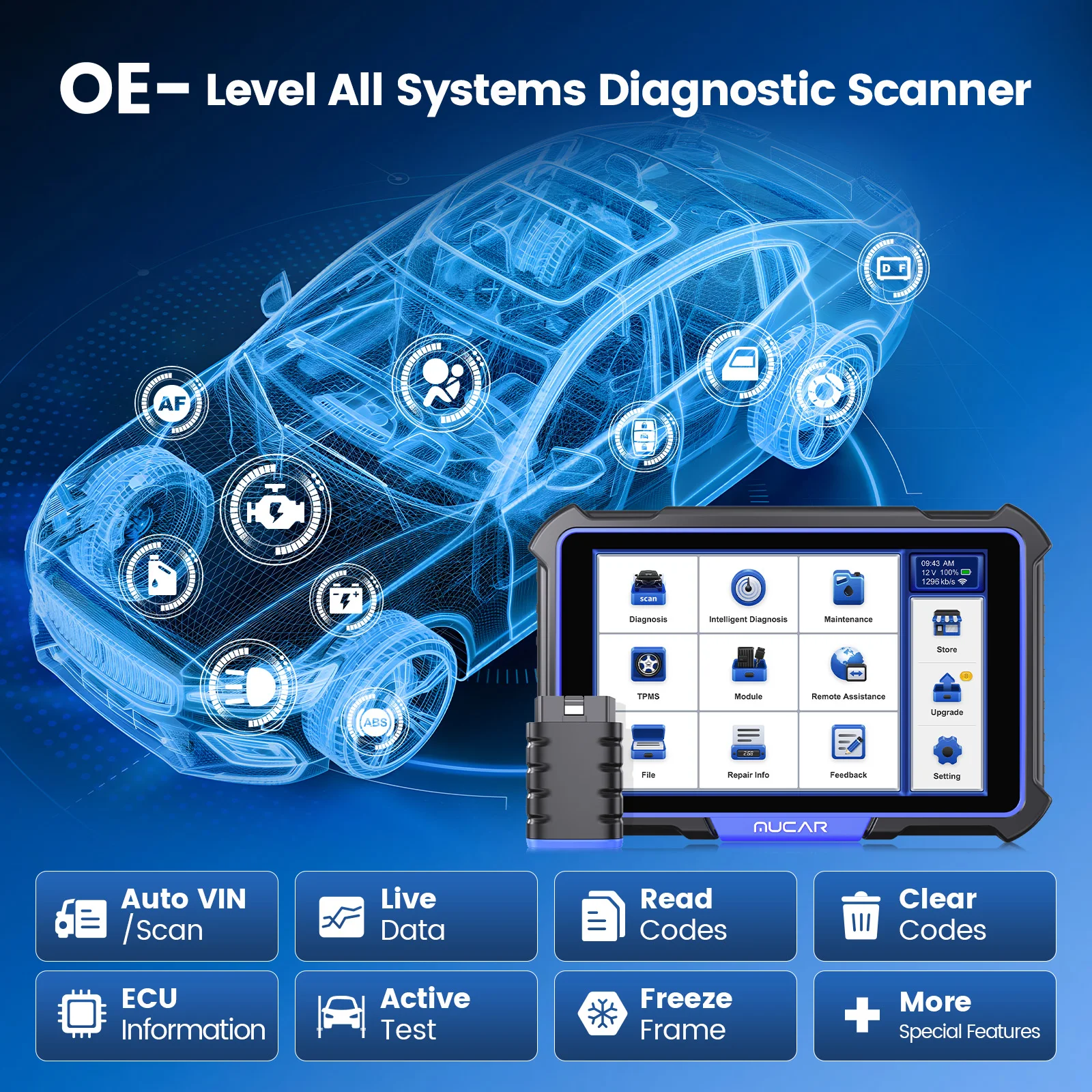 VO8 Professional Diagnostic Tools OE Full System Onboard Diagnostics 2 Scanner 34 Reset Electronic Control Unit 64GB Car Tools