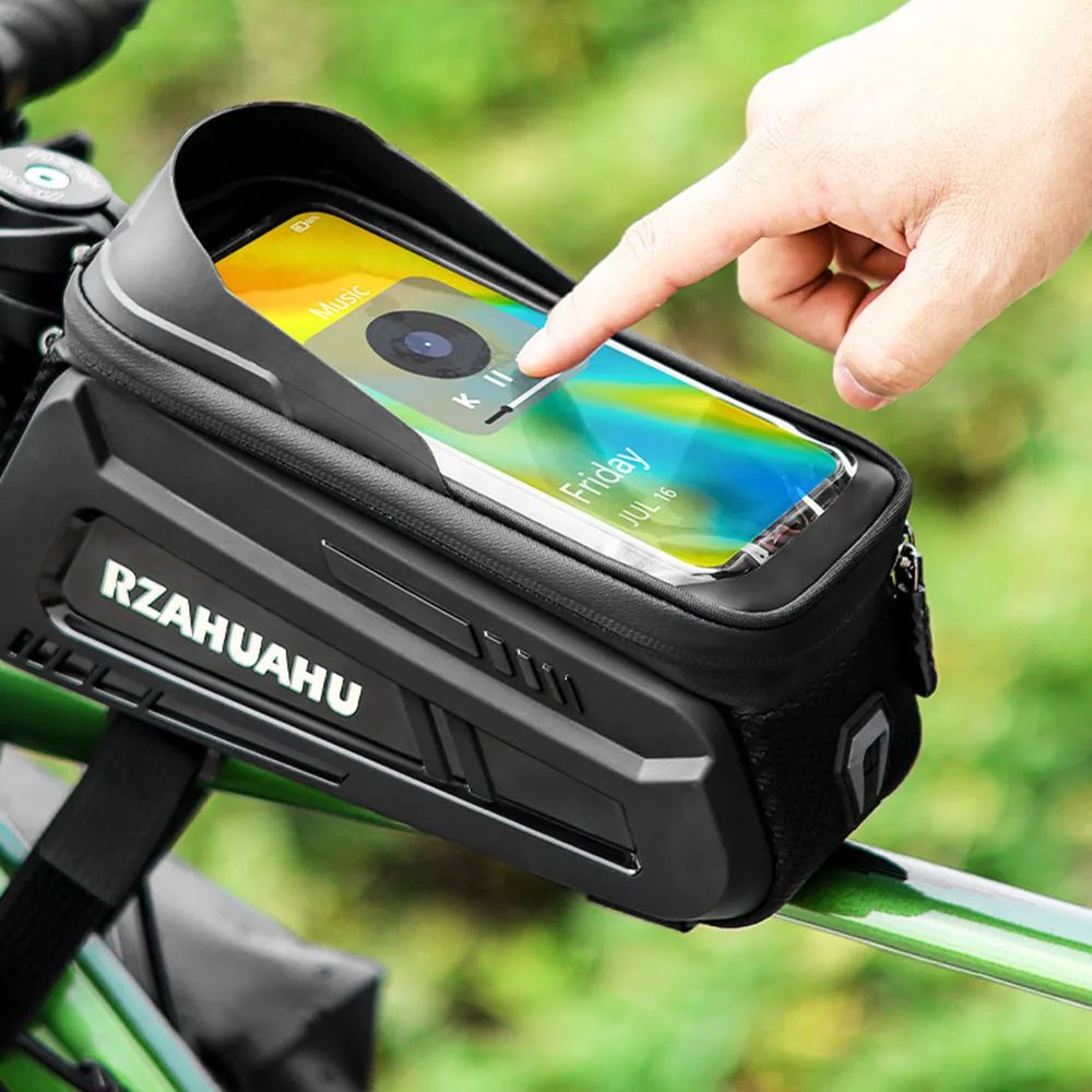 With Sun-Visor Bicycle Bag MTB Road Bike Bag Cycling Bag Top Frame Tube Bag Waterproof Phone Case Bike Accessories Touch Screen