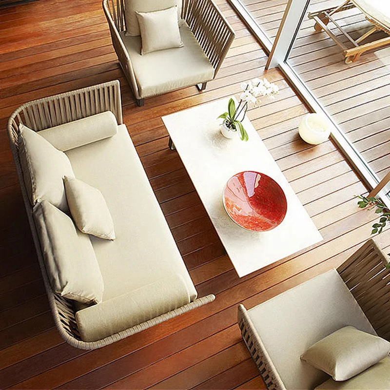 Outdoor sofa courtyard combination villa balcony garden terrace rattan c hair outdoor model ro om