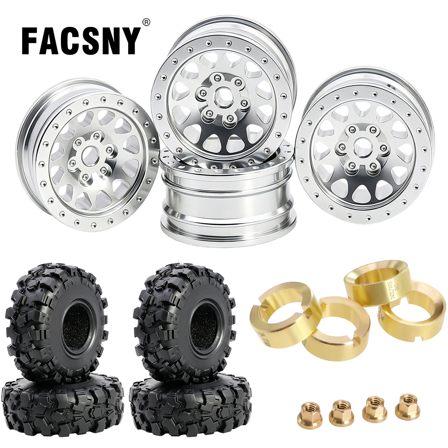 

0.7" CNC Aluminum Wheels Rim Hub With Tire and Brass for Axial SCX30 1/30 RC Crawler Jeep Wrangler JLU Ford Bronco Upgrade Parts