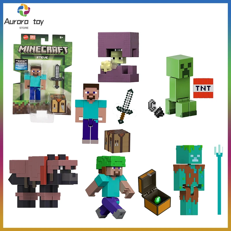 

Mattel Minecraft Toy Steve Zombie Movable Doll Gaming Figures Statue Model Room Decoration Custom Birthday Toy Boy Kids Gift