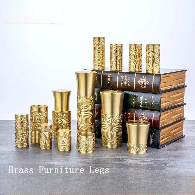 Brass Engraved Armrest Cover New Chinese Brass Furniture Feet Engraved Bed Column Cover Retro Cover Chair Leg Protector