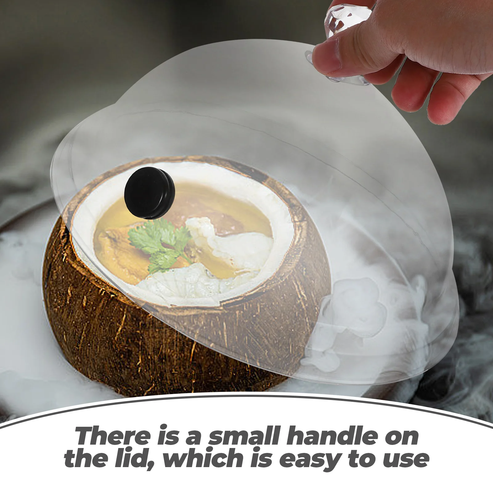 

2Pcs Stylish Acrylic Pc Material Smoking Lid Handle Western Cuisine Dessert Cover Dessert Cover Smoking Lid
